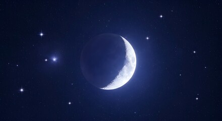 Fototapeta premium Crescent moon with stars.