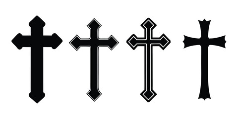 Christian cross icon. Religious cross. Vector illustration 