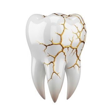 Cracked tooth with golden repair