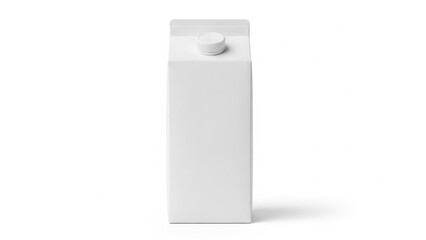 Simple white cardboard milk container standing against clean background