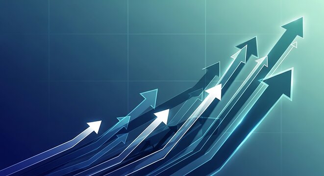 3D Upward Arrows in Blue Gradient Formations for Business Growth Digital Illustration