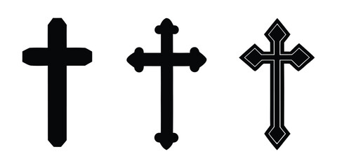 Christian cross icon. Religious cross. Vector illustration 