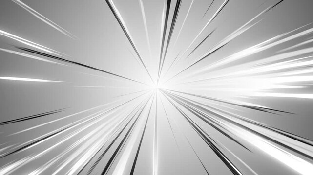 Moving zoom speed line animation isolated on grey background