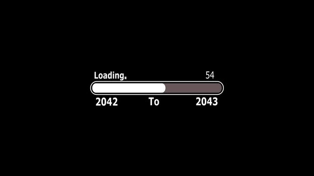 New year 2043 loading bar animation. Year changing from 2042 to 2043. Loading bar from 2042 to 2043 new year transform animation. New year, annual plan, growth strategy, business planning . 2043 year.