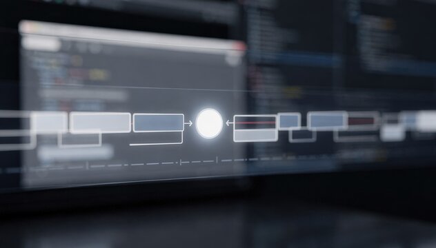 Sharp focus on a highlighted breakpoint entry in the debugging tool with an outoffocus console and editor reflecting key moments in timetravel debugging snapshots.