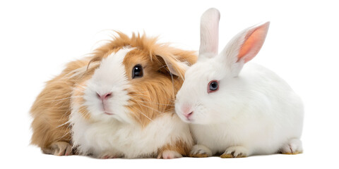 Guinea Pig and Rabbit Isolated on White &ndash; Small Pet Veterinary and Insurance Banner
