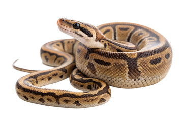 Fototapeta premium Two Pet Snakes Coiled Together on White – Exotic Animal Care and Insurance Concept