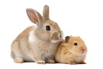 Obraz premium Rabbit and Hamster Isolated on White Background – Small Pet Insurance and Veterinary Banner