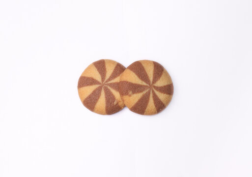 Sweet striped biscuits isolated on white background