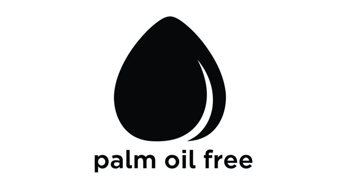 Black droplet silhouette with text indicating palm oil free certification