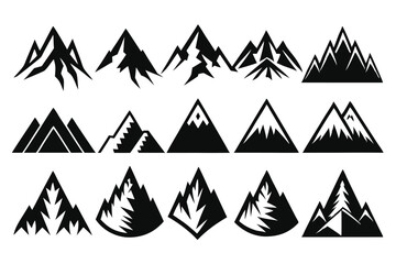 Obraz premium set of mountain icon line art silhouette vector illustration