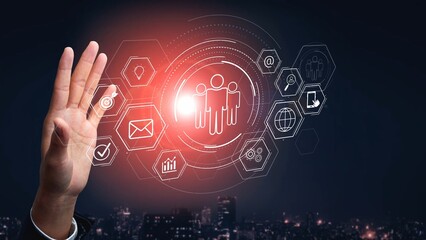 Naklejka premium Business teamwork system showing digital communication and performance tracking. Teamwork improves collaboration, drives success, teamwork enhances planning, and teamwork supports productivity. Marrow