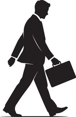 Businessman walking with briefcase vector silhouette illustration professional male commuter