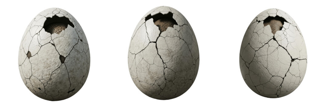 Realistic Cracked Ancient Egg Set - Prehistoric Dinosaur Egg Hatching Collection