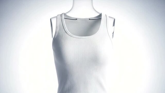 Clean White Tank Top Displayed on Mannequin Studio Lighting.
