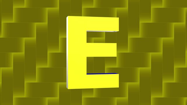 Glowing Yellow 3D Letter E  on Abstract Geometric Yellow  Background