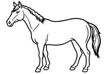 Obraz premium Simple Standing Horse Sketch – Minimal Ranch Brand Logo Vector