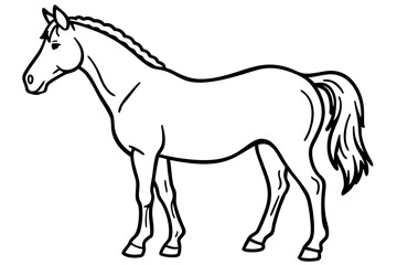 Fototapeta premium Simple Standing Horse Sketch – Minimal Ranch Brand Logo Vector