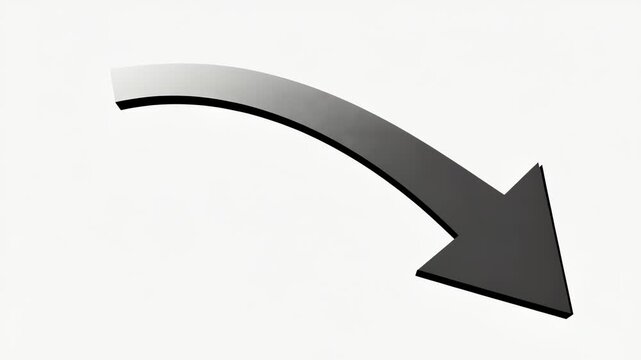 Simple black arrow pointing downwards, isolated on white background, representing direction, guidance, or progress concept.