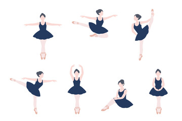 フラットイラスト　バレリーナのイラスト　バレエ