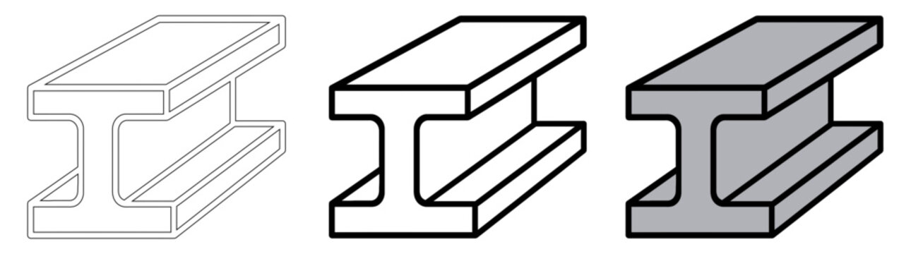 3D Steel I-Beam Vector Icon for Construction and Industrial Design
