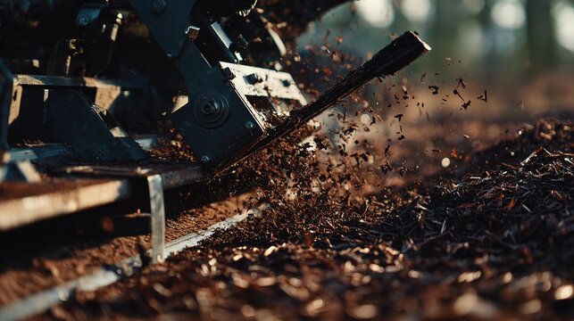 Professional Mulching Machine in Operation
