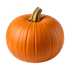 Obraz premium Vibrant orange pumpkin with green stem, isolated on transparent background