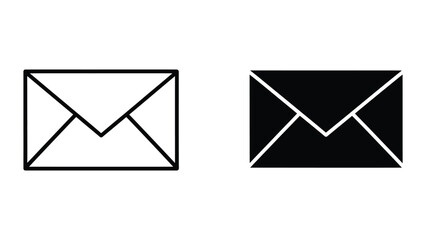 Envelope icons in black and white.