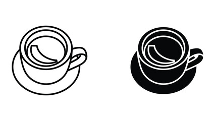 Coffee cups outline and shadow illustration