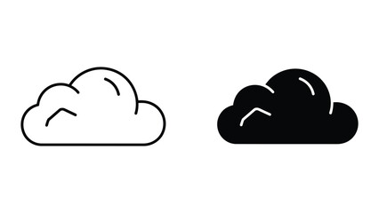 Cloud icon set in black and white