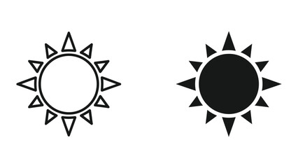 Simple sun symbols in black and white