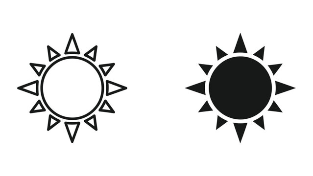 Simple sun symbols in black and white