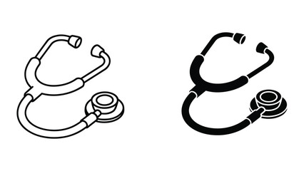 Stethoscope illustrations in black and white
