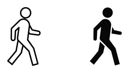 Simple stick figure people walking in opposite directions