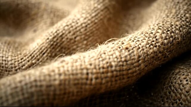Close-up of textured burlap fabric with soft folds