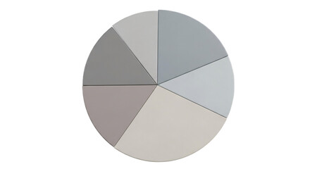 Obraz premium Gray pie chart divided into five sections on white background
