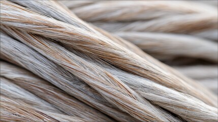 Fototapeta premium Natural fiber rope creating textured swirls, close up of twisted strands
