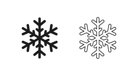 Two snowflake icons one black and one blue displayed side by side