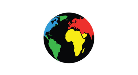 Colorful depiction of earth showing continents with vibrant sections