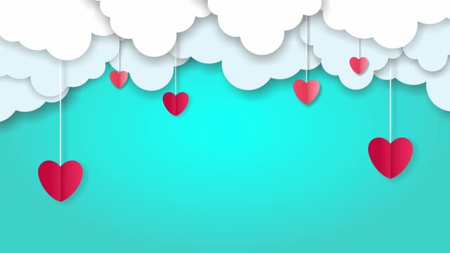 Happy Valentine Day sales header or voucher template with hanging hearts