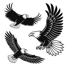 Obraz premium Eagle Wings Silhouette Vector Set – Powerful Bird Emblem Illustration