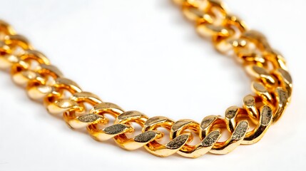 Obraz premium Elegant poto of Gold chain necklace, shiny jewelry accessory, isolated on white background
