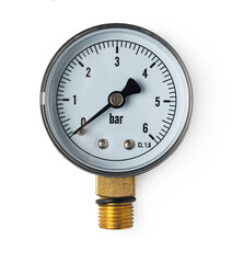 pressure gauge close-up on a white isolated background