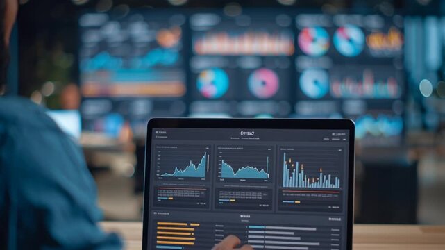 Data Analyst Monitoring Business Performance Metrics on Laptop