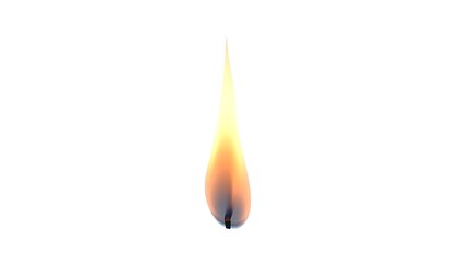 A single flame burns brightly against a plain white background
