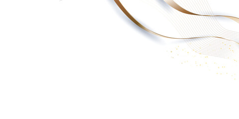 Naklejka premium Luxury White and Gold Abstract Background with Elegant Ribbon Waves and Glitter