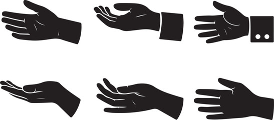 Fototapeta premium Black silhouettes of hands in different gestures on white background