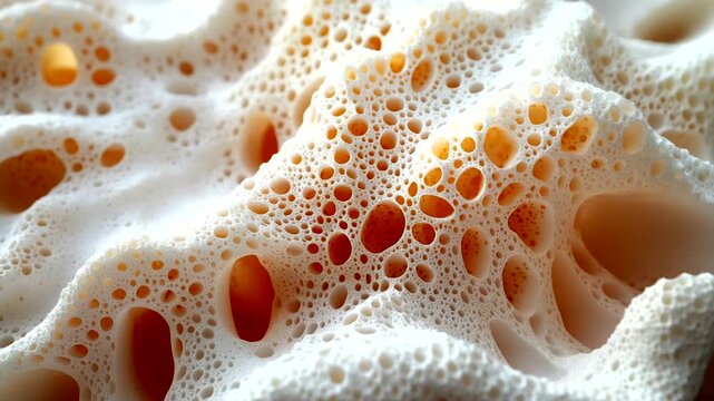 Close-up of a textured sponge showcasing intricate bubbles and porous structure