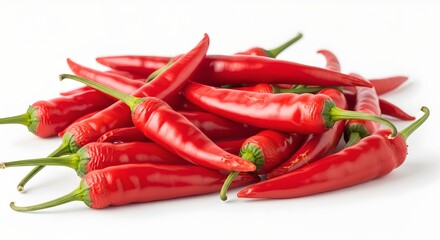 Fresh Red Chili Peppers Isolated on White Background