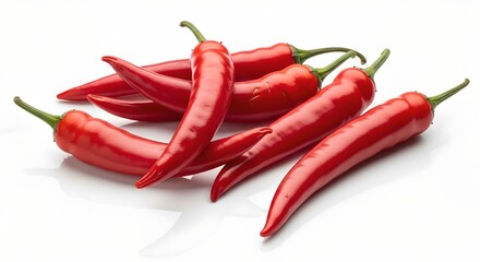Fresh Red Chili Peppers Isolated on White Background